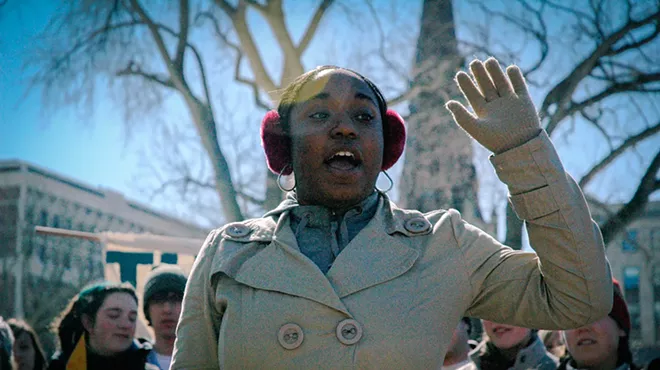 Siwatu-Salama Ra, then 15 years old, pictured speaking at an environmental justice rally in Wisconsin.