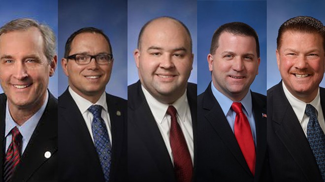 (From left) Michigan House Reps. McCready, Tedder, Webber, Yaroch, and Lucido.