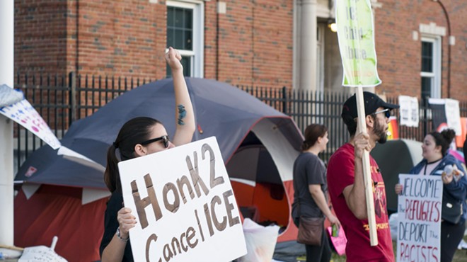 'Occupy ICE' protesters camped outside Detroit's ICE field office in the run up to the "Families Belong Together" rally on June 30.