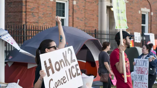 'Occupy ICE' protesters camped outside Detroit's ICE field office in the run up to the "Families Belong Together" rally on June 30.