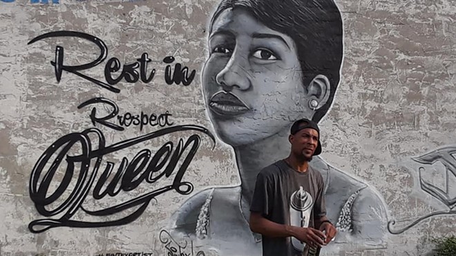 Detroit graffiti artist Sintex pays tribute to Aretha Franklin with new mural
