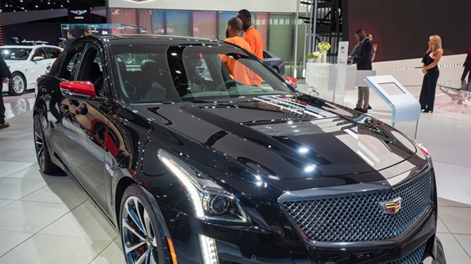 The Cadillac CTS-V IMSA Championship Edition appeared at the North American International Auto Show at the Cobo Center in downtown Detroit in January 2018.