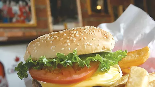 Burger and fries at the Anchor Bar.