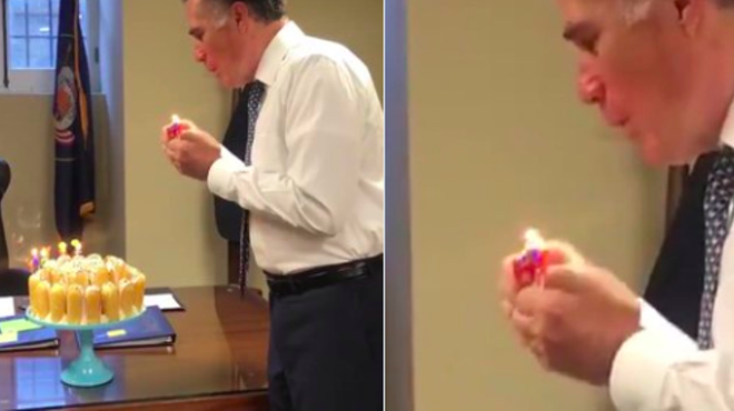 Meet this week's distraction: Mitt Romney blowing out candles on his Twinkie cake