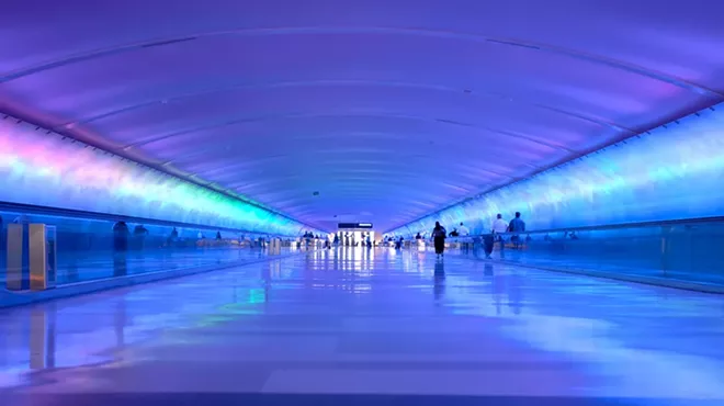 The light tunnel at Detroit Metropolitan Airport