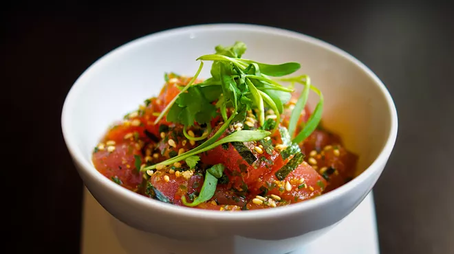 Chef Lloyd Roberts' tuna poke at Adachi.
