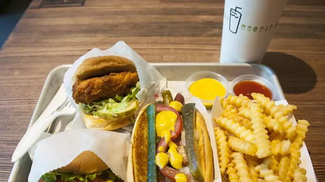 Shackburger, Chick’n Shack, Shack-cago Dog, fries.