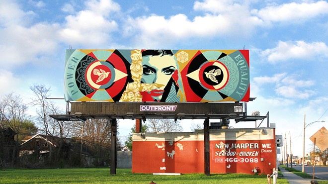 Street artist Shepard Fairey put up more artwork around Detroit — only this time it's legal