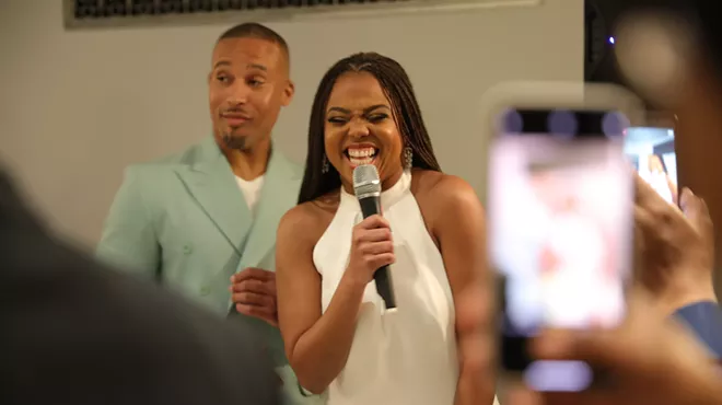Jemele Hill, right, and Ian Wallace celebrated their engagement in Detroit.