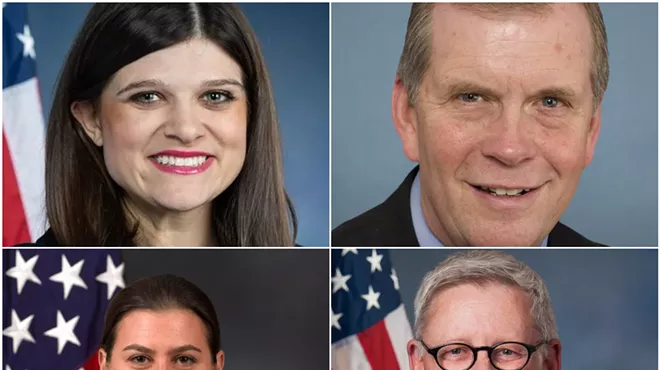 Congressional members based in southeast Michigan, clockwise from left: Haley Stevens (D), Tim Walberg (R), Paul Mitchell (R), and Elissa Slotkin (D).