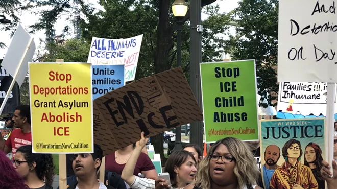 ICE protesters in Detroit on Aug. 1.