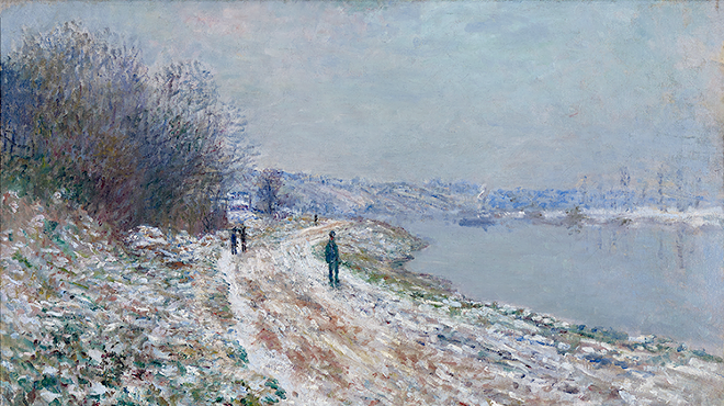 "Towpath at Argenteuil, Winter," 1875–76, Claude Monet, French; oil on canvas.