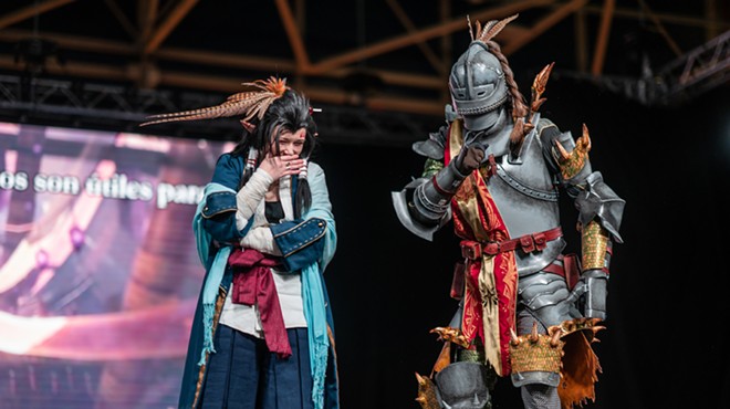 Janella Reiswig and Alan Wigness from West St. Paul, Minnesota performed as the Third Fleet Master and The Huntsman from Monster Hunter World at Youmacon 2018. They secured a first place win in the International Cosplay League.