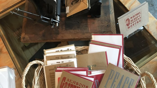 You can make holiday cards on an old-school letterpress in Eastern Market on Friday