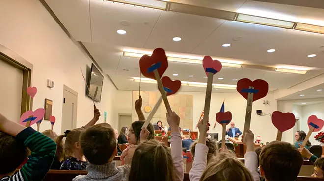 Image: East Grand Rapids kindergartner's adoption cheered on by classmates