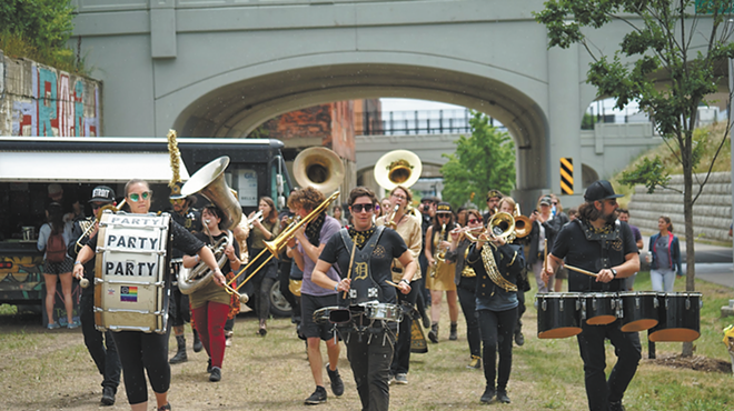 DPMB performing along the Dequindre Cut in 2018.