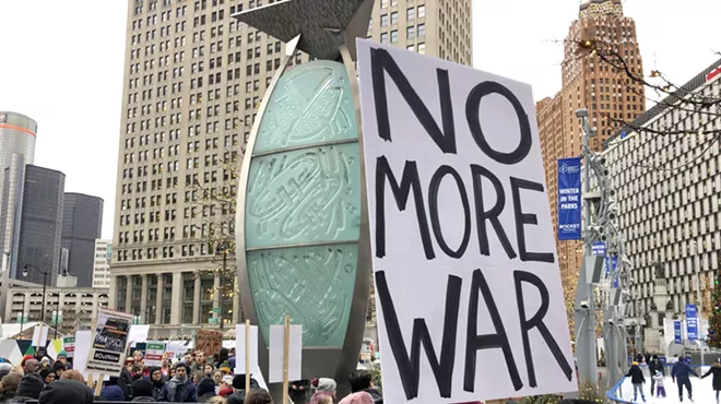 Anti-war rally in Detroit on Saturday.