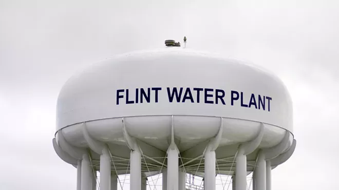 Image: Stockpiles of water found abandoned inside a vacant Flint school