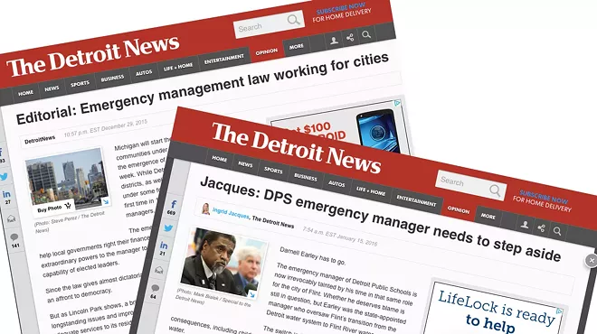 Image: The Detroit News is giving us whiplash with conflicting columns about emergency managers