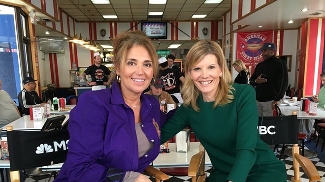 American Coney Island owner Grace Keros, left, with MSNBC host Kate Snow.
