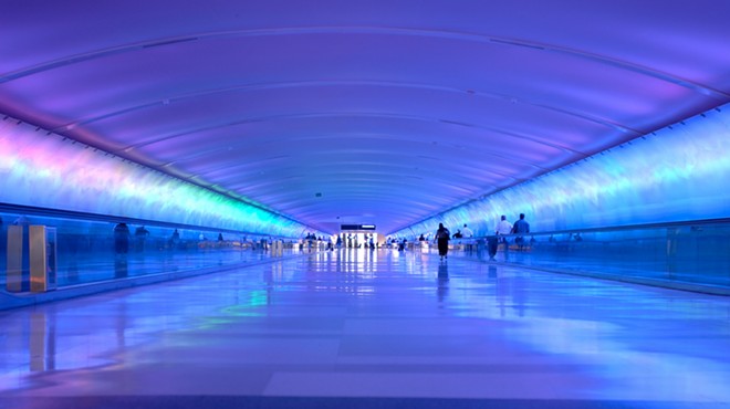 The light tunnel at Detroit Metropolitan Airport