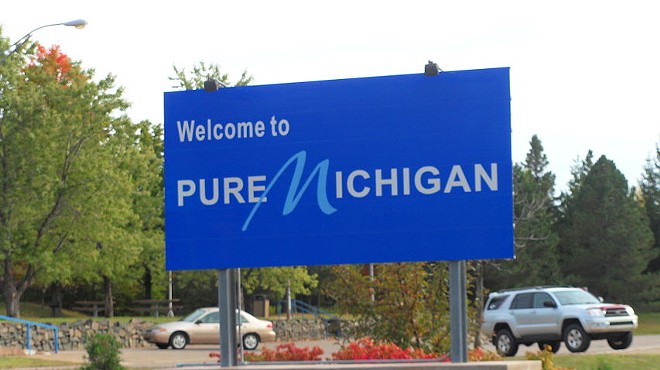 Pure Michigan sign welcomes visitors to the state