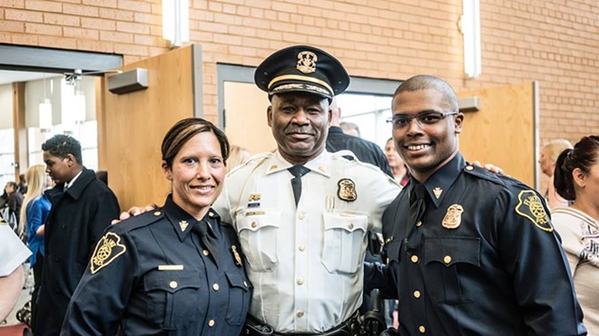 Maria and Dion Reed with Chief Johnson at the swearing in.