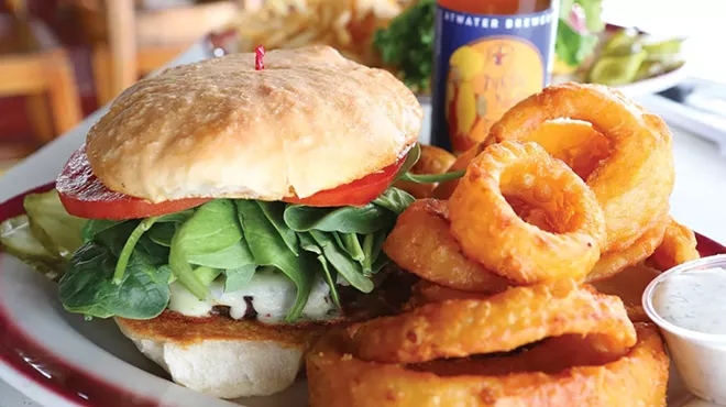 The black bean burger at Bronx Bar. Photo by Scott Spellman.