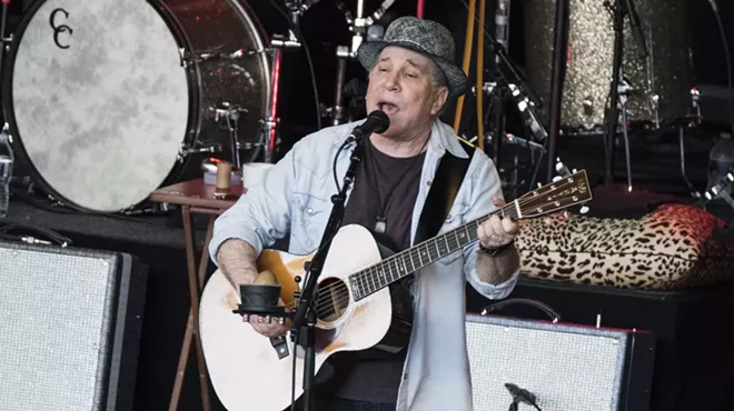 Paul Simon in front of a full house at Meadow Brook Amphitheatre on Sunday.