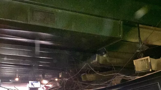 The bar area at Muldoon's in Rochester Hills after a ceiling collapse on Tuesday night.