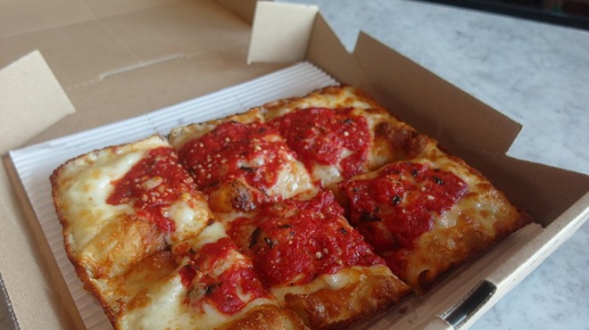 A Classic square pizza from Emmy Squared in Brooklyn.