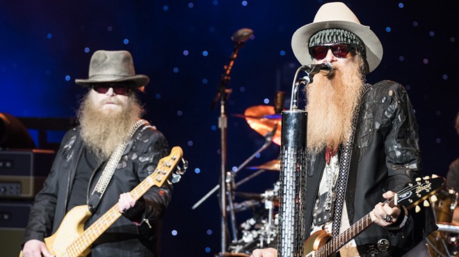 Dusty Hill, left, and Billy Gibbons of ZZ Top at DTE Energy Music Theatre on Wednesday.