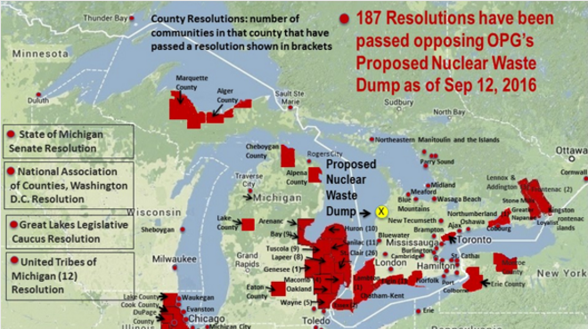 A map of the local resolutions opposing the proposed nuclear waste dump