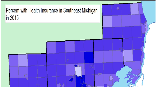 This map shows Hamtramck has the most uninsured residents in the region.