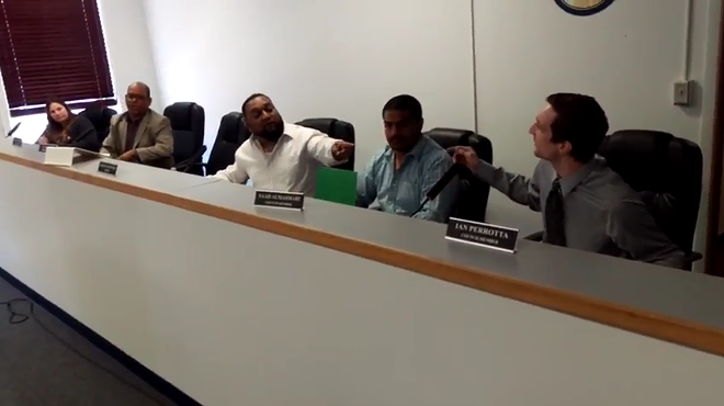 A still taken from the videos posted on YouTube of today's acrimonious City Council meeting in Hamtramck.