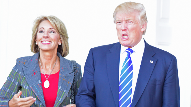 Education Secretary Betsy DeVos and President Donald Trump in November.