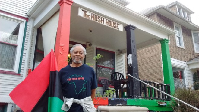 Charles Simmons in front of Hush House on Wabash Street.