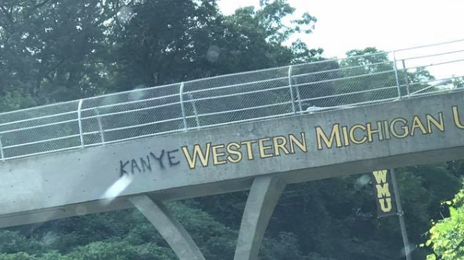 Someone spray painted 'Kanye' onto a WMU sign and we can't stop laughing