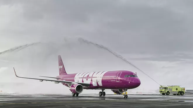 A WOW plane in the magical land of Iceland.