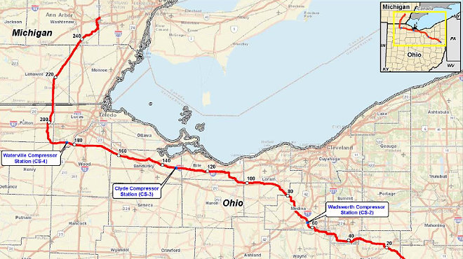 The NEXUS pipeline route.