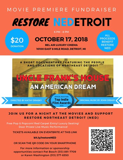 Movie Premiere Fundraiser for Restore Northeast Detroit (NED)