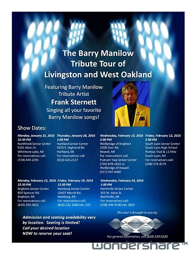 The Barry Manilow Tribute Tour of Livingston and West Oakland