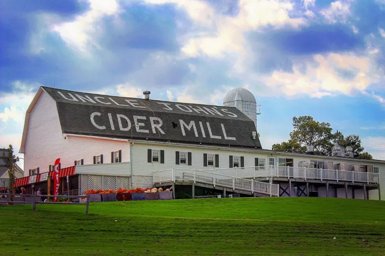 Uncle John&#146;s Cider Mill 8614 US-127, St. Johns; 989-224-3686; ujcidermill.com Uncle John&#146;s Cider Mill&#146;s motto is simple: eat, drink, and play. Boasting both a cider mill and a winery (with opportunities to watch both being made), Uncle John&#146;s also has activities for visitors of all ages with an inflatable jump park, mining for gemstones, a pie barn, a corn maze, and a wine and cider tasting room. Photo via Uncle John&#146;s Cider Mill / Facebook