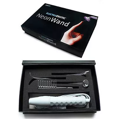 ELECTRO PLAY WAND BY KINKLAB .......... A state-of-the art electro-stimulation device perfect for seasoned pros as well as new users. Get one for Grandma this Christmas.