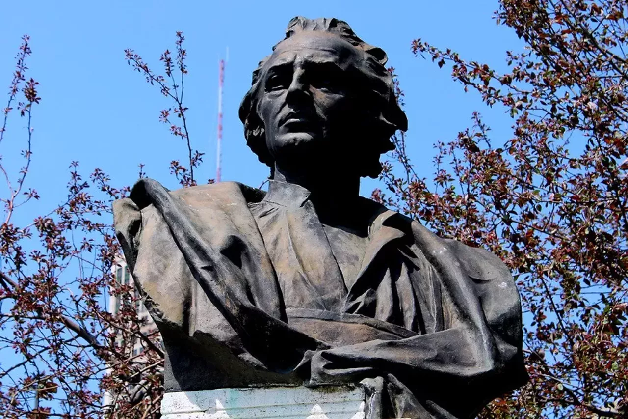 Christopher Columbus Monument Randolph Street at Jefferson Avenue, Detroit Many didn&#146;t realize there even was a statue of Christopher Columbus until Columbus Day 2015, when the statue was vandalized with a hatchet and splattered with red paint. Last year, a group petitioned the city to remove the statue, which was dedicated in 1910 and moved to where it stands now in 1988. Photo via DailyKos.com