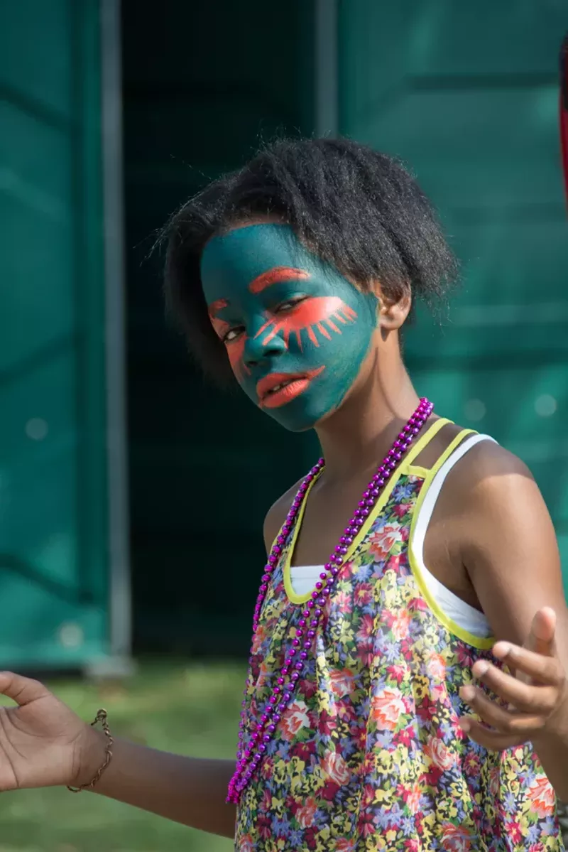 A young street performer drew a lot of attention from the festival's younger attendees.