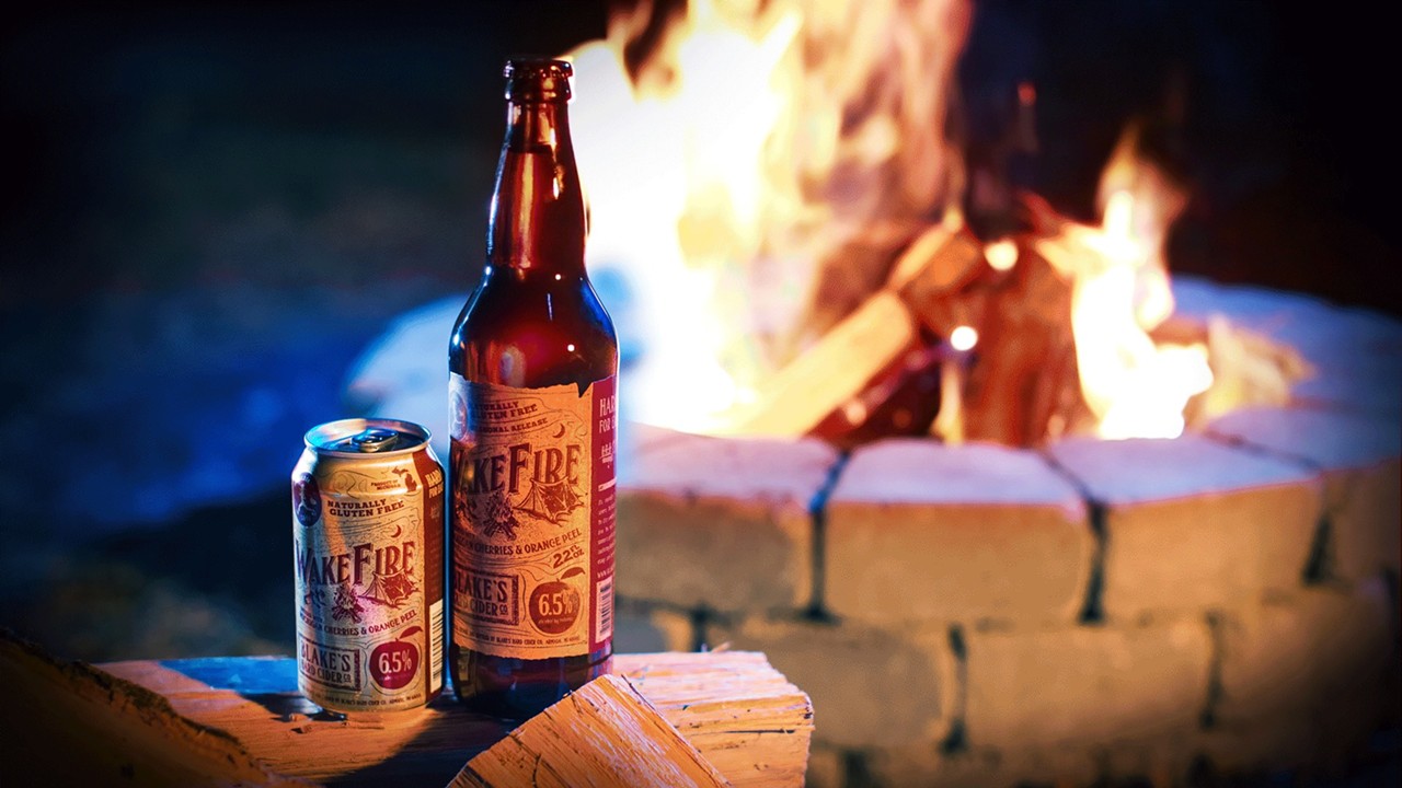 Wakefire
6.5% ABV
Wakefire also comes from Blake's, and is infused with Michigan-grown cherries and orange peel. It's the perfect end of the summer cider to enjoy around a beautiful campfire.