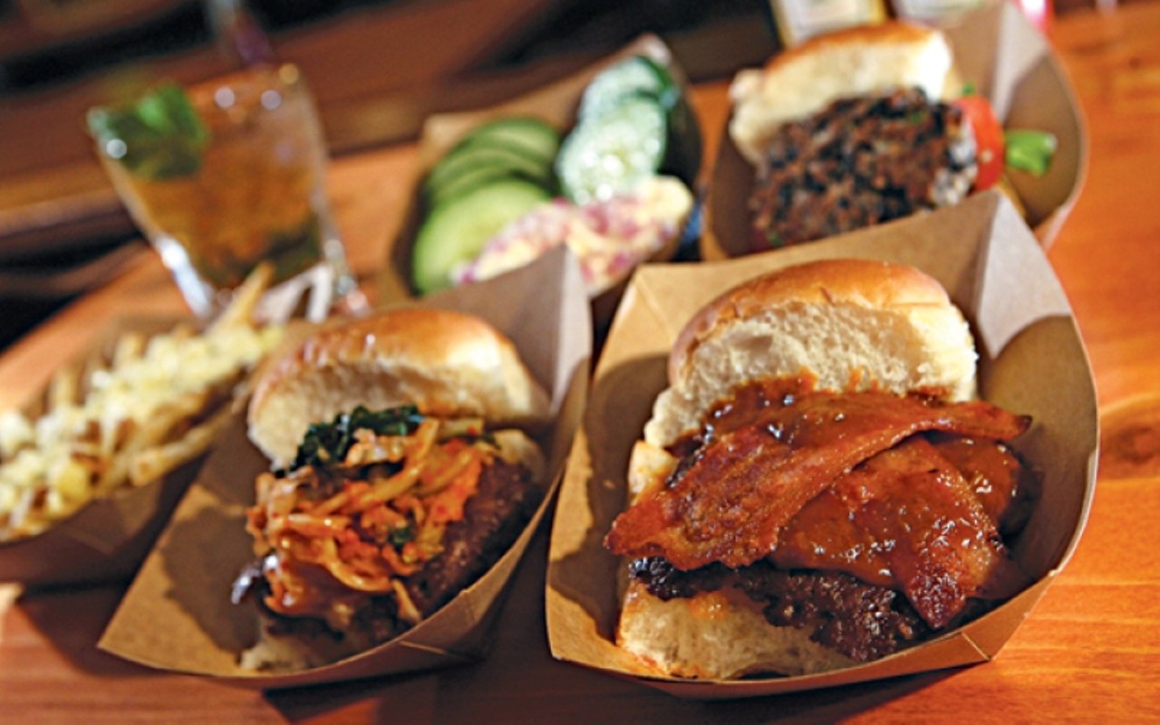 72) Eat the mystery meat of the day at Green Dot Stables: At the Green Dot, you can get small but tasty “sliders” whose flavors dance all over the map. One could order shoestring fries and four of the joint’s exotic sandwich creations — ranging from corned beef to catfish to a Korean-inspired peanut butter-and-kimchi burger — for $15 plus tax. But the adventurous can try the “mystery meat” slider, a rotating daily special that can range from elk to beef tongue.