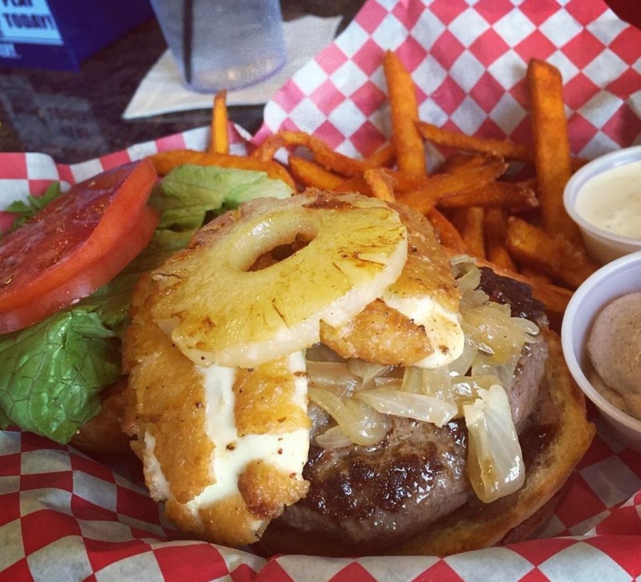 Basement Burger Bar
1326 Brush St, Detroit
This cheese stick, pineapple, and grilled onion burger is arguably cheating because a customer put it together off the Burger Basement Bar's create-your-own burger menu. But we're giving it a nod because it's both highly creative and surprisingly tempting.  (Via basementburgerbar and ahmedtheawesome on Instagram)