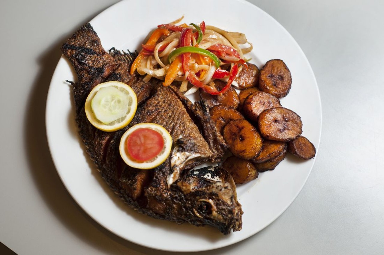 Grilled tilapia with plantains